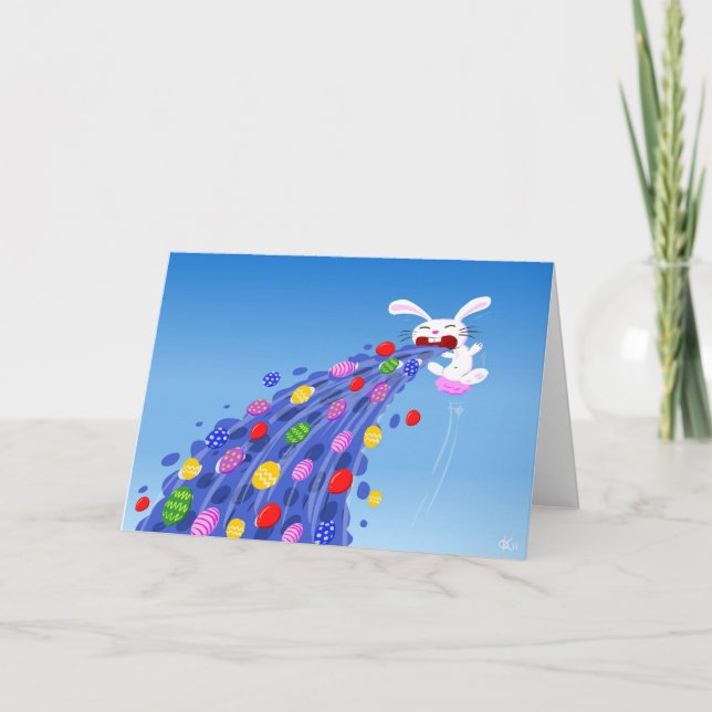 Puking Bunny Feiertagskarte (Vorderseite)
