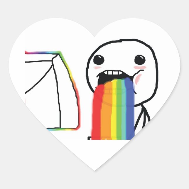Puking Rainbows Herz-Aufkleber (Vorderseite)