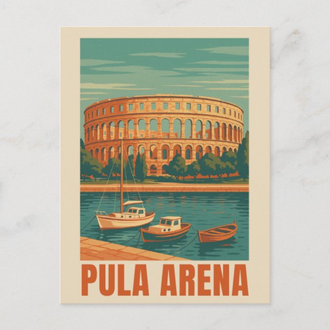 Pula Arena Vintage Poster - Römisches Amphitheater Postkarte (Vorderseite)