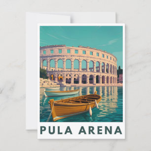 Pula Arena Vintage Poster - Römisches Amphitheater Postkarte