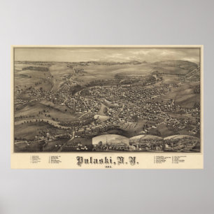 Pulaski, New York Bird's eye view 1885 Poster