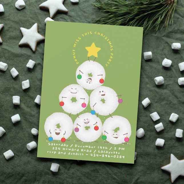 Pulbesäumter Zucker Donuts Baumweihnachtsgebäck Pa Einladung (Von Creator hochgeladen)