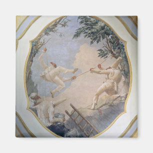Pulcinella auf einem Schwingen, 1797 (Fresko) Magnet