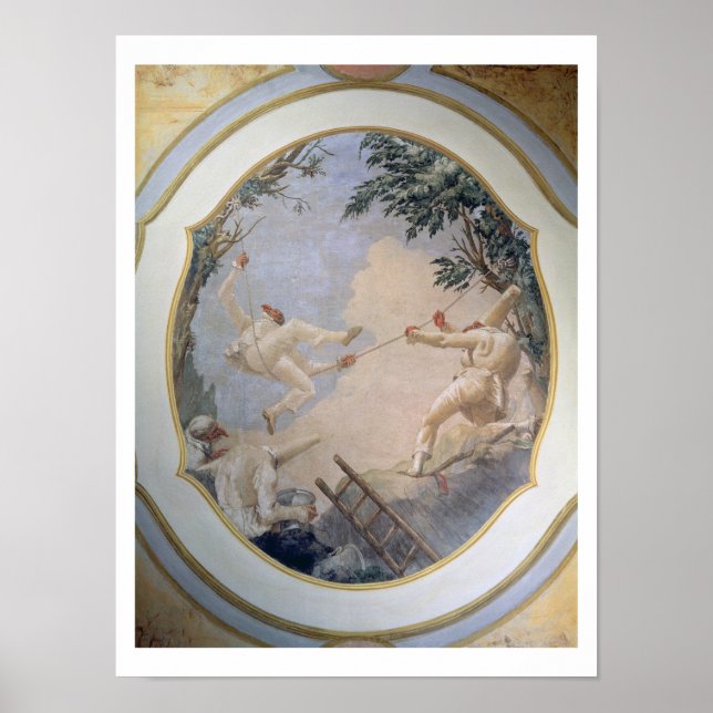 Pulcinella auf einer Schaukel, 1797 (Fresko) Poster (Vorne)