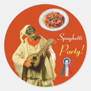 PULCINELLA ITALIEN KÜCHE PARTY Rot-Orange Runder Aufkleber