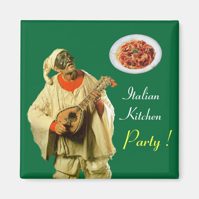 PULCINELLA ITALIENISCHES KÜCHENPARTY, grün Magnet (Vorne)