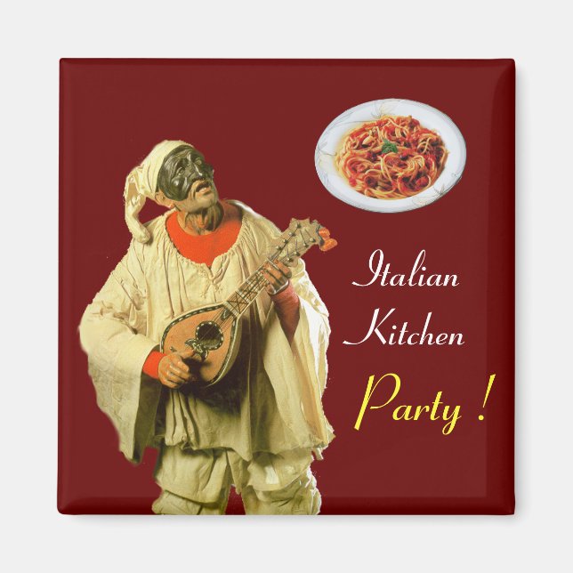 PULCINELLA ITALIENISCHES KÜCHENPARTY, rot Magnet (Vorne)
