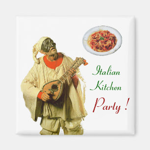 PULCINELLA ITALIENISCHES KÜCHENPARTY, weiß Magnet