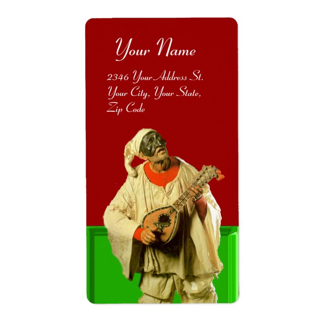 PULCINELLA MIT MANDOLIN, rot-weiß (Vorne)