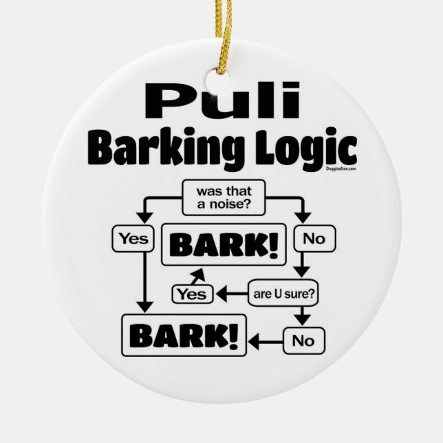 Puli Barking Logic Keramik Ornament (Vorne)