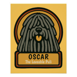 Puli Black Shaggy Hund benutzerdefinierten Text Poster