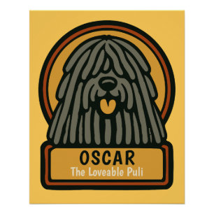 Puli Black Shaggy Hund benutzerdefinierten Text Poster