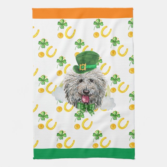 Puli Dog Holiday Wohngestaltung St Patricks Day Geschirrtuch (Vertikal)