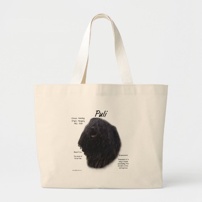 Puli History Design Jumbo Stoffbeutel (Vorne)