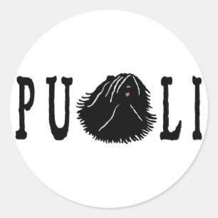 Puli Hund mit Puli Text Runder Aufkleber