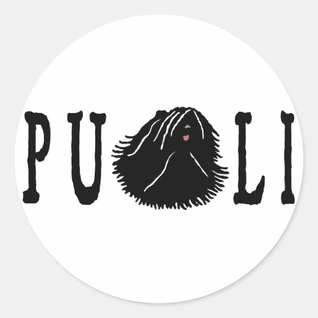 Puli Hund mit Puli Text Runder Aufkleber (Vorderseite)