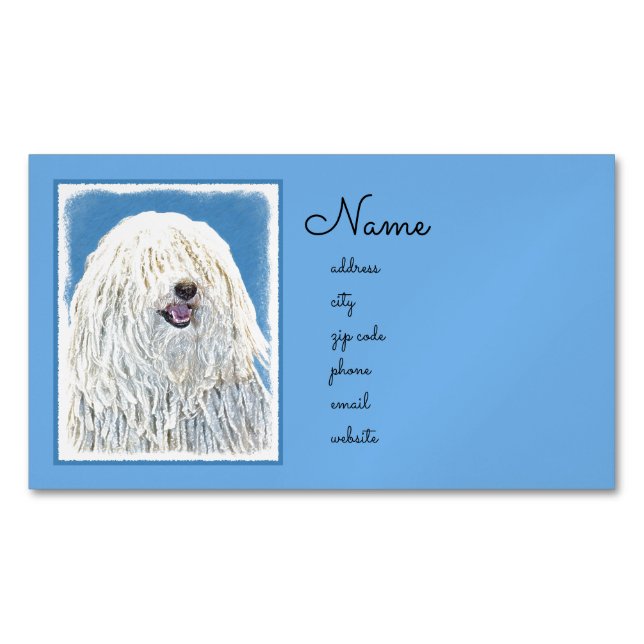 Puli-Malerei - Niedliche Original Hunde-Kunst Magnetische Visitenkarte (Vorderseite)