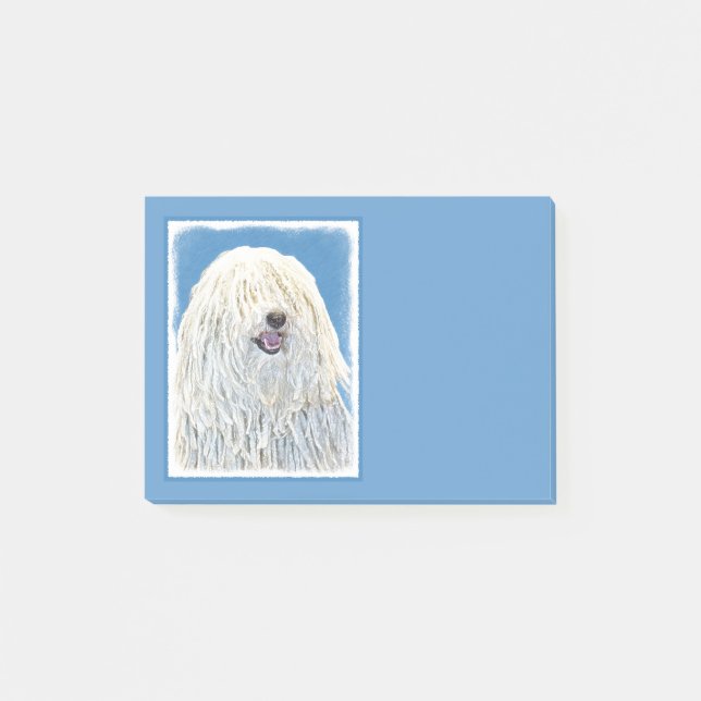 Puli-Malerei - Niedliche Original Hunde-Kunst Post-it Klebezettel (Vorderseite)