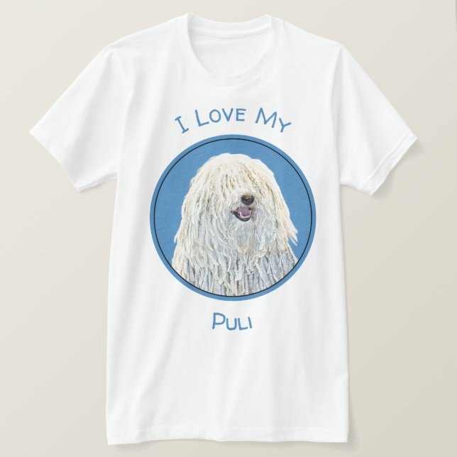 Puli-Malerei - Niedliche Original Hunde-Kunst T-Shirt (Design vorne)