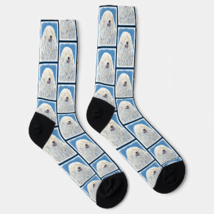 Puli-Malerei Weiße Creme Süße Original-Hunde-Kunst Socken