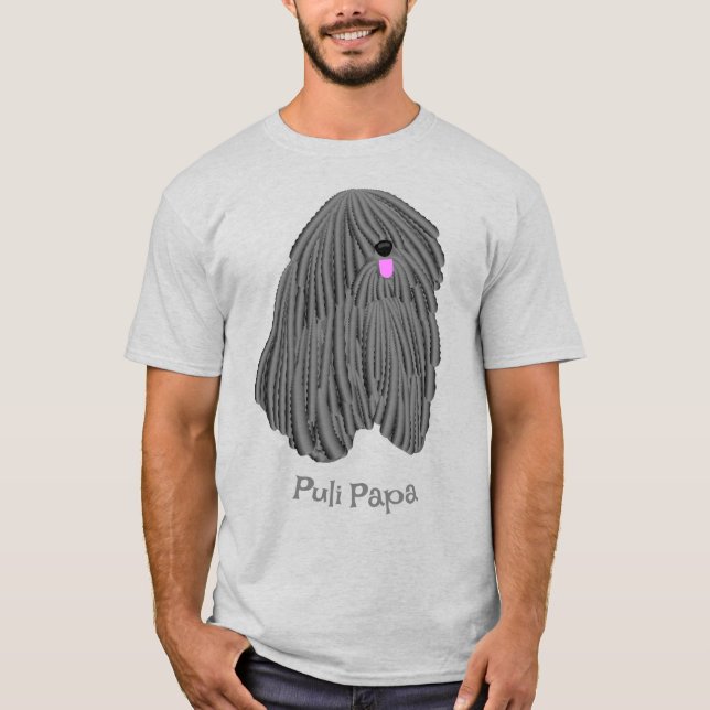 Puli Papa Niedlich Puli Dog Cartoon T-Shirt (Vorderseite)