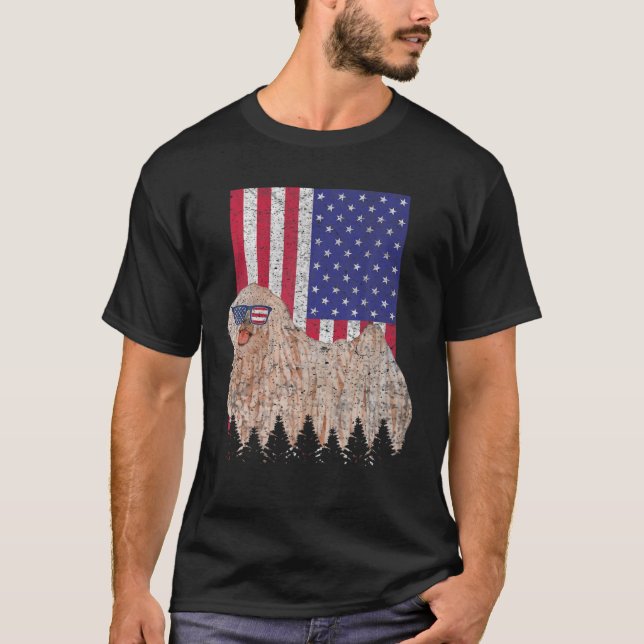 Puli Patriotic Dog USA Pride American Flag T-Shirt (Vorderseite)