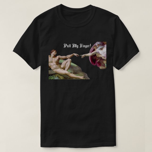 Pull My Finger - Michelangelo Creation Furz Spaß T-Shirt (Design vorne)