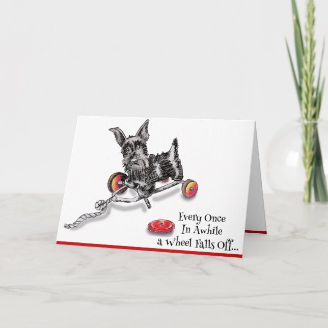 Pull Toy Scottish Terrier Get Well Card Karte (Vorderseite)