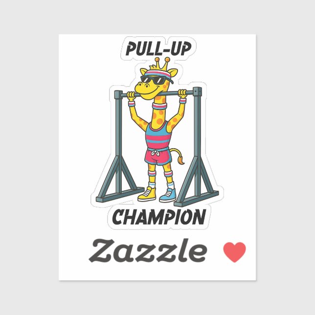 Pull-Up Champion – Funny Giraffe Workout Design Aufkleber (Blatt)