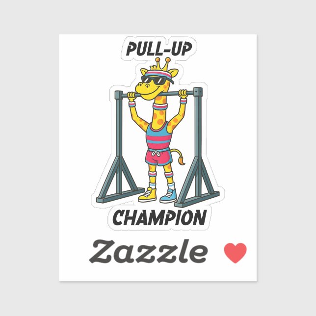 Pull-Up-Champion – Lustiges Giraffen-Workout-Desig Aufkleber (Blatt)