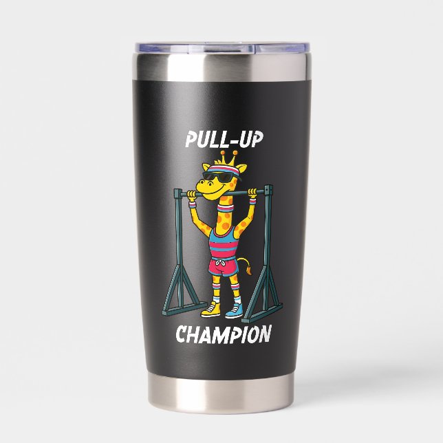 Pull-Up-Champion – Lustiges Giraffen-Workout-Desig Thermobecher (Vorderseite)