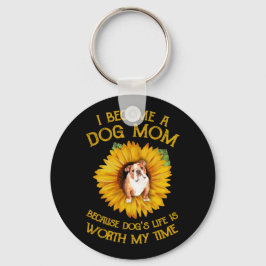 Pulldog in der Sonnenblume Ein Hunde Mama Hund Leb Schlüsselanhänger
