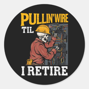 Pullin Wire Til I Rereifen Skeleton Electrician De Runder Aufkleber