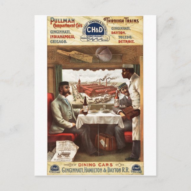 Pullman Speisewagen im Zug 1894 Postkarte (Vorderseite)
