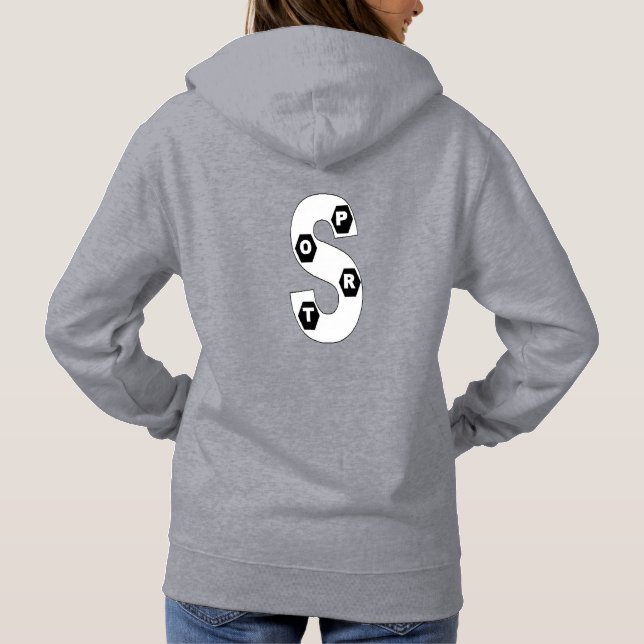 Pullover mit grauer Kapuze Frau DESIGN SPORT (Rückseite)