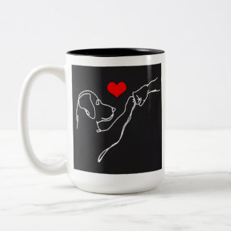 Pullover mit Hand- und Hunde-Linienkunst für beste Zweifarbige Tasse
