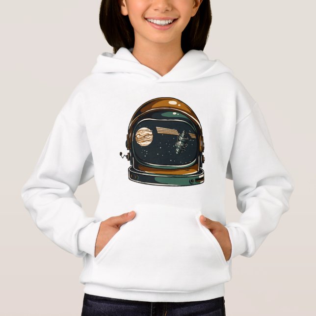 Pullover mit Kapuze für Mädchen - Weltraumhelm (Vorderseite)