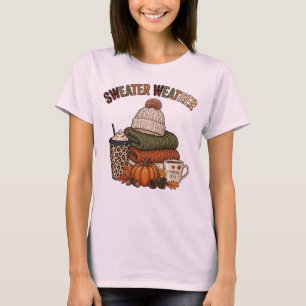 Pullover-Wetter-Kürbis-Cozy-Herbst-Kaffee-Design T-Shirt