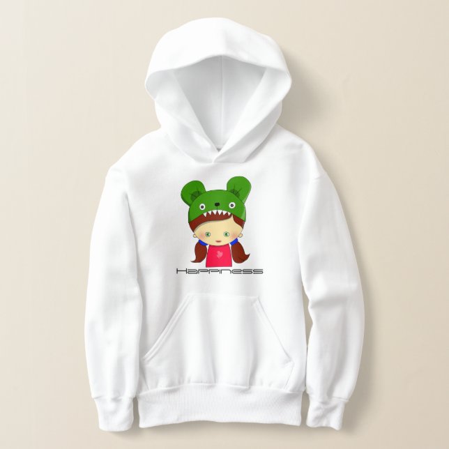 Pullover White Graphic Hoodie für Mädchen (Ablage )