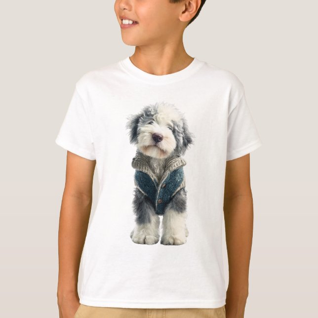 Pullunder-Schäferhund-Welpen-Kinder T-Shirt (Vorderseite)