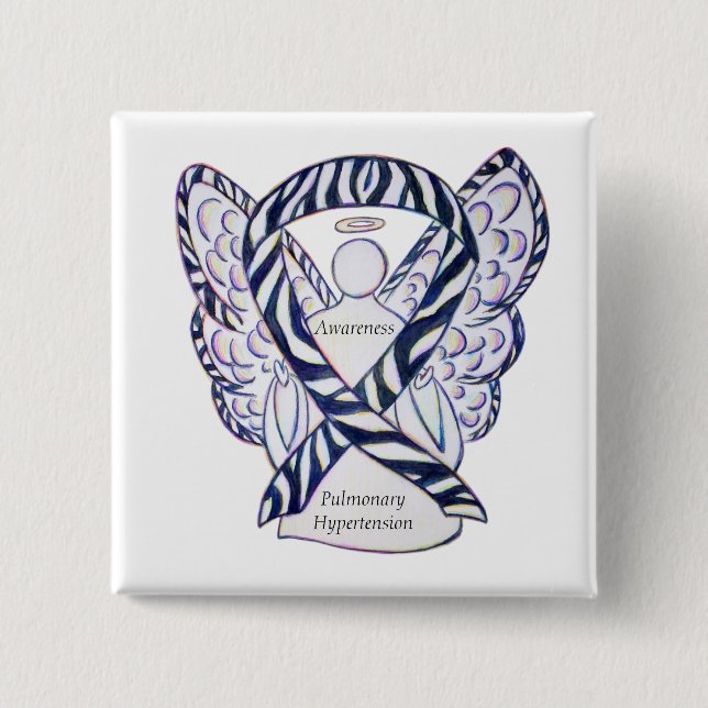 Pulmonale Hypertonie Sensibilisierung Ribbon Zebra Button (Vorderseite)