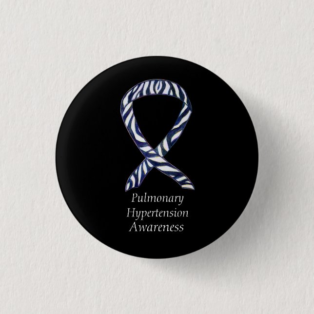 Pulmonale Hypertonie Sensibilisierung Ribbon Zebra Button (Vorderseite)