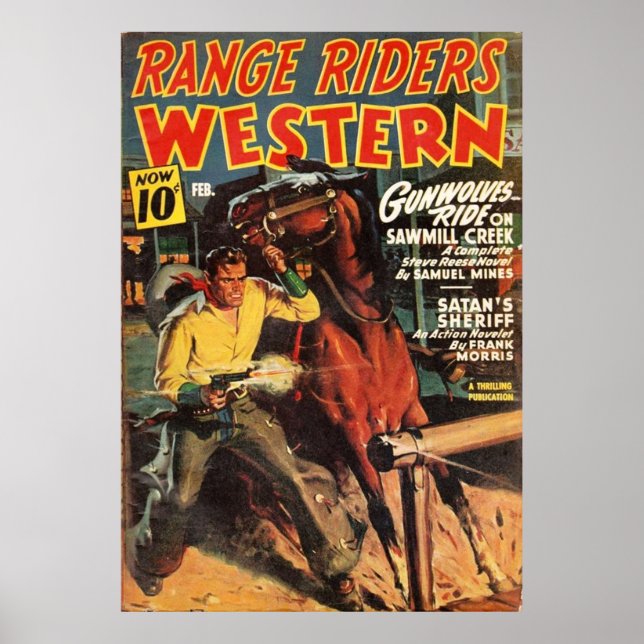 Pulp Cover Western Range Riders Pullkunst Poster (Vorne)