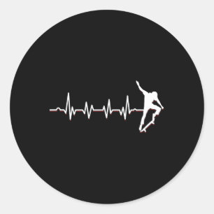 Puls Herzschlag Skater Ollie Skateboard Skateboard Runder Aufkleber