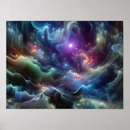 Pulses And Waves Of Deep Space Sci-fi Space Poster