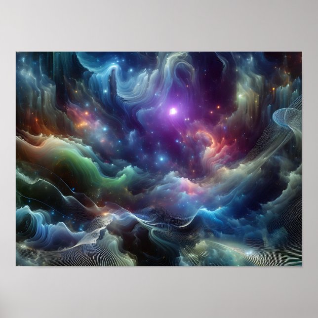 Pulses And Waves Of Deep Space Sci-fi Space Poster (Vorne)