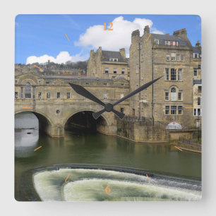 Pulteney Bridge, Bath. Quadratische Wanduhr