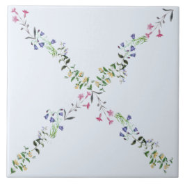 Pulver-Blau-Wildblume-Gitter-Fliese 6x6 Fliese