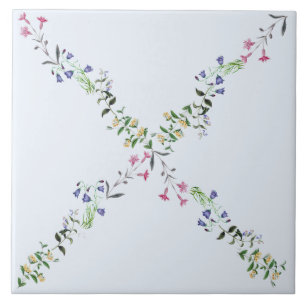 Pulver-Blau-Wildblume-Gitter-Fliese 6x6 Fliese