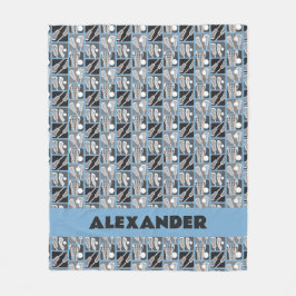 Pulver Blaue Lacrosse Blöcke von Sticks und Balls Fleecedecke